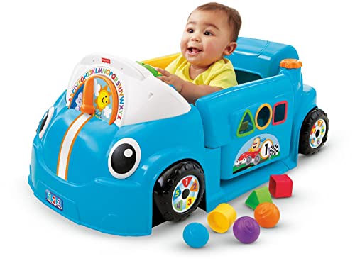 Fisher-Price Laugh & Learn Crawl Around Car, Blue interactive play center with Smart Stages learning content for babies and toddlers ages 6 months and up