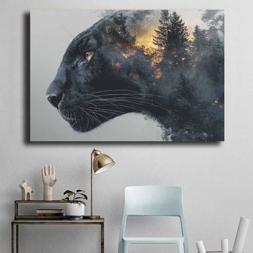 Impression sur toile léopard noir et blanc pour déco de salon moderne - 4