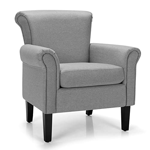 Sillón de Tela Plegable Gris Claro miniatura 1