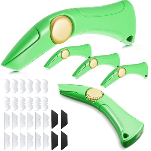 Image of WILLBOND 4 Pcs Navajas Para Roofing Fixed Blade Roofing Knife, Heavy Duty Utility Knife for Drywall, Vinyl, Carpet Cutting, Metal Roofings Tools with Replacement Hook Blades (Classic,Green)
