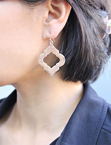 Pomina Lightweight Antique Gold Silver Moroccan Style Dangling Drop Earrings Open Hollow Flower Gold Dangle Earrings For Women (Worn Gold) #TOP1