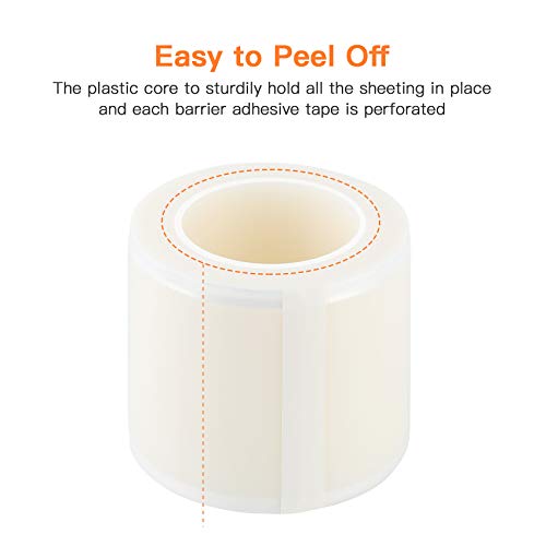 Annhua Barrier Film Tattoo Protective Cover Adhesive Tape Sheet With Edge Dispenser Box, 4" X 6" Disposable Perforated Sheets Transparent Film Dressing - 1200 Sheets|1 Roll #TOP5