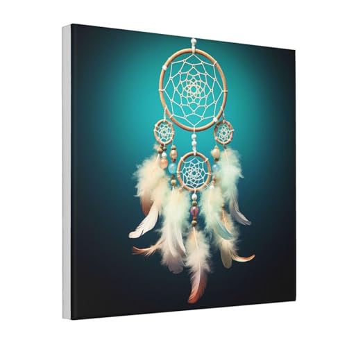 Toile murale attrape-rêves blanc encadrée de 40 cm idéale pour une chambre parentale zen