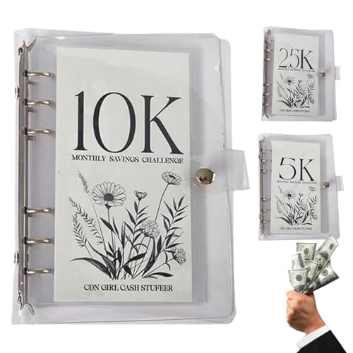 12-Month Envelopes Money Saving Challenge Binder, Easy and Funny Way to Save 2.5K/5K/10K Dollars, Money Binder For Cash Saving (10K/1pcs)