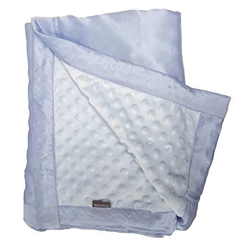 Image of Baby Soft Silk Blanket - 100% Mulberry Silk On One Layer with Minky Plush Dot Blanket Backing - Reversible Double Layer, Gift for Girls /Boys Best for Summer (28 x 40 inch, Grey Blue)