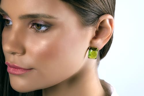 Boucles d'oreilles péridot rectangulaires, finis les bijoux ternes - 2