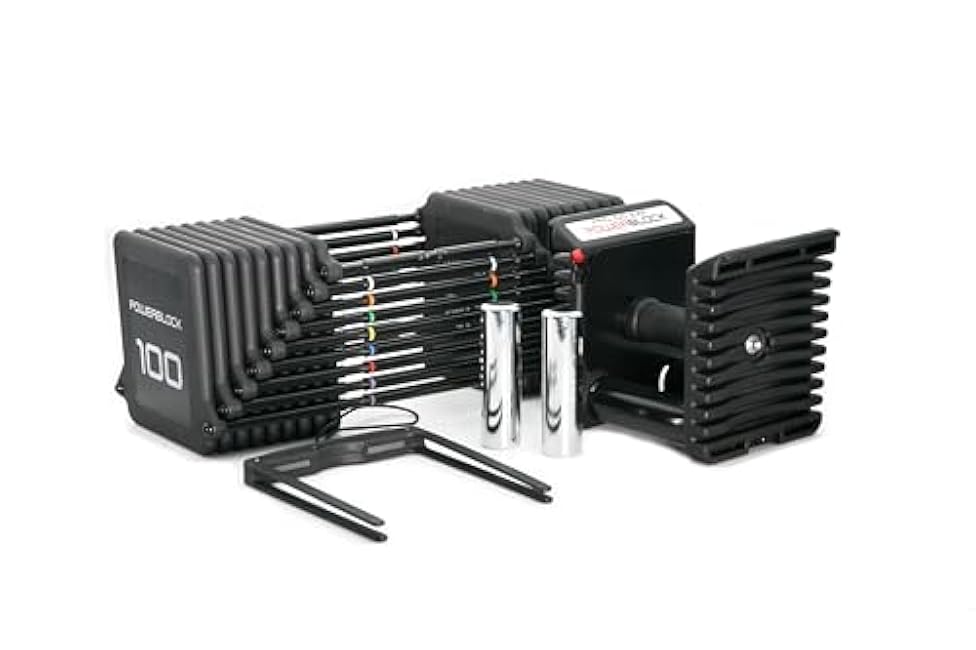 PowerBlock Pro 100 Adjustable Dumbbell, Sold As A Single Unit 5-100 lb Dumbbell ¨C Durable Steel Build, Innovative Workout Equipment, Strength Training