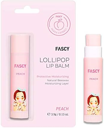 FASCY Lollipop Lip Balm Peach, Lip Balms & Moisturizers, Korean Lip Balm, Korean Lip, Korean Lip Products, Paraben Free, Moisturizing, 0.13 Oz, (Peach)