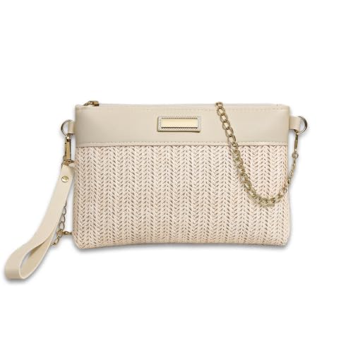 Image of Straw Clutch Purses for Women, Bohemian Straw Handbag Small Summer Beach Bag Wristlet Wallet with Zip