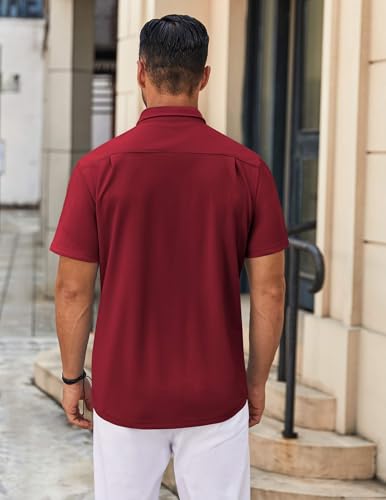 COOFANDY Mens Casual Button Down Shirt Untucked Short Sleeve Strech Wrinkle Free Dress Shirts4