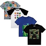 Minecraft Creepers and Character Heads Crew Neck Short Sleeve 4pk Boy's Tees-Small Multicolored