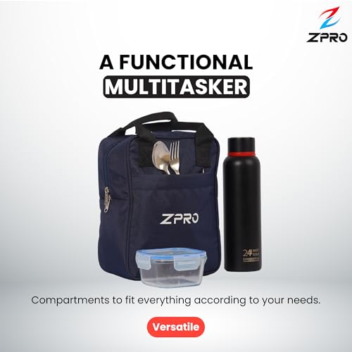 Image of ZPRO Insulated Lunch Bag | Leakproof Thermal Tiffin Bag for Office, School & Travel | Keeps Food Hot & Cold | for Men, Women & Kids | Blue
