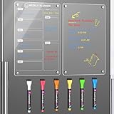 Langaelex ホワイトボード 予定表 2枚セット 20×30cm・6色マーカー付き・冷蔵庫用マグネットボード アクリル製メモボード 献立表・買い物リスト・やることリスト​