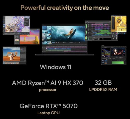 Image of ASUS ProArt P16 Creator Laptop 16.0 inch 3K 120Hz OLED Lumina Touch Display (AMD Ryzen AI 9 HX 370, 32GB LPDDR5X, 2TB SSD, GeForce RTX 5070, Backlit KB, WiFi 7, Win 11 Pro) w / ASUS TUF Mouse