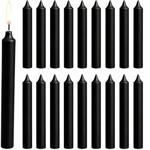 Biedermann & Sons Black Chime Candles (20 Count Box), Unscented Dripless Tapers, 4 Inch Tall 0.5 Inch Diameter, 2 Hour Burn, Thin Sticks for Angel Chime Carousels and Chime Holders