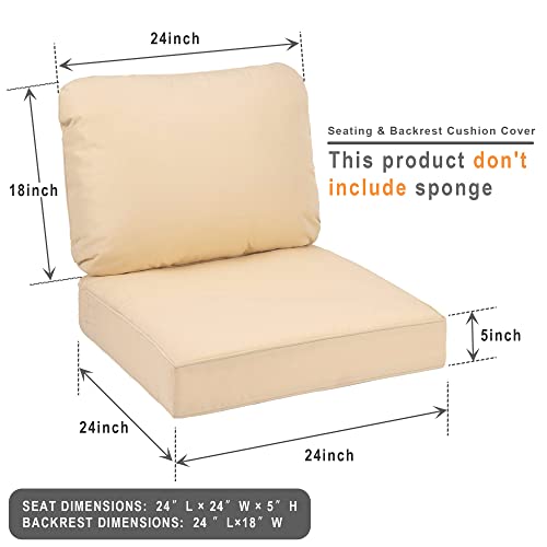 Linstock Outdoor Seat Cushions Cover For Patio Sofa Cushion, Breathable Water-Resistant Cushion Cover With Back Cushion Cover Fit 24 X 24 X 5 Inch Set Of 2 (Cushion Cover Only) #TOP5