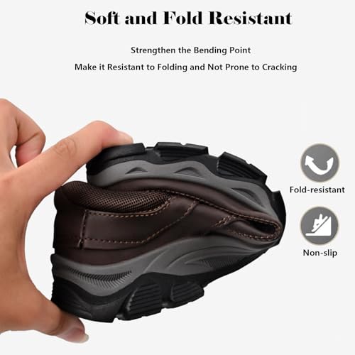 Men Slip on Loafers, Leather Hiking Shoes, Waterproof Causal Sneakers, Work Walking Slippers, Easy Wear on/Off, for Travel, Camping, Running2