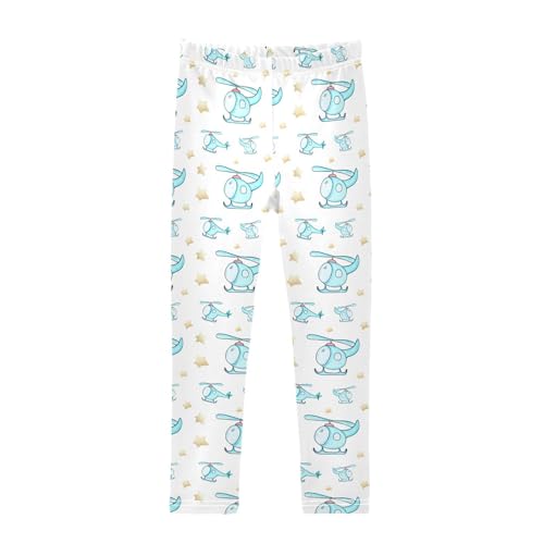 Girls Leggings Size 4T Cartoon Helicopter Stars Soft Stretchy Pants Breathable Girl Clothes for Running School