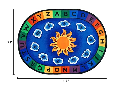 Alfombra Ovalada Educativa Azul para Niños 6ft 9in x 9ft 5in miniatura 2