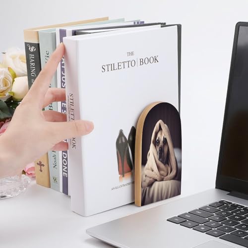 Sujetalibros de perro moderno y madera resistente para estantes de oficina 7