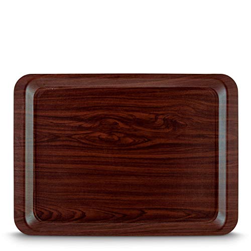 Image of Freelance Nature Kraft Serving Tray Mahogany, 32x44 cm, Rectangle, Non-Slip Surface, Decorative Anti-Skid Kitchen & Dining /Coffee Table Trays for Breakfast /Food /Tea - Brown, Made in Europe
