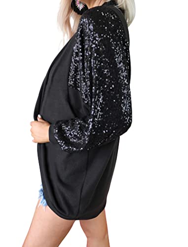 Sequin Cardigans for Women Sparkly New Year Tops Open Front Outerwear Coat Shimmer Glitter Loose Jackets2
