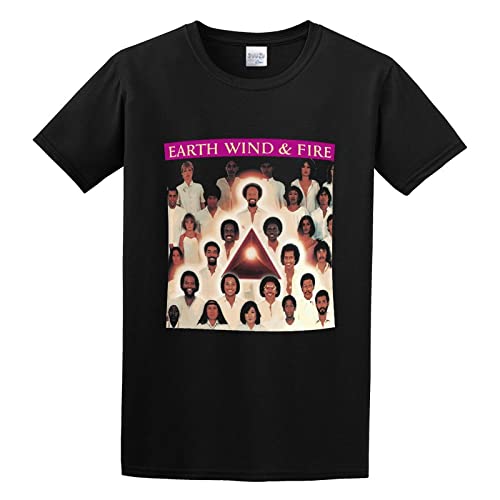 SHILIU YARD Earth Wind and Fire Faces Men's Cotton T-Shirt Black Shirt Top Tee XL