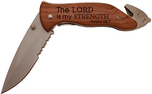 Personalized Gifts Christian Gift Lord Is My Strength Bible Verse Laser Engraved Stainless Steel Folding Survival Knife #TOP2
