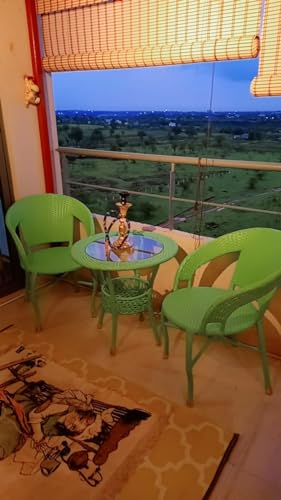 Image of India 2+1 Outdoor Indoor Patio Furniture Sets Rattan Chair Patio Set Conversation Set Bistro Set Chairs Swingarea Balcony Outdoor Garden Furniture Chair (Green 2+1)