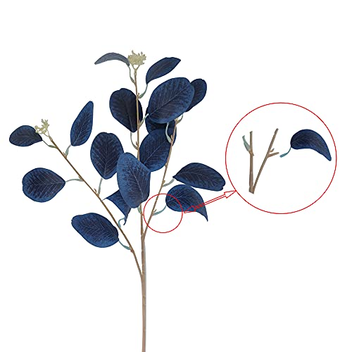 Wuudi 4Pcs Artificial Eucalyptus Leaves Stems Faux Eucalyptus Plant Branches For Vase Filling Home Decoration Flowers Wedding Holiday Arrangement (Royal Blue) #TOP3
