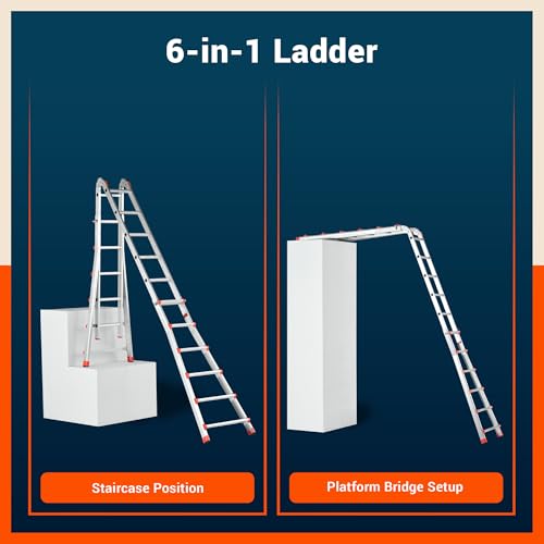 Image of Bathla X-Tend Apex 18.2 Ft Heavy Duty Aluminium Extension Ladder | 150 kg Capacity | Anti-Slip | Multipurpose A-Frame Folding Ladder | Extendable to 5.6 m| for Home, Stairs, Indoor, Outdoor & Roof Use