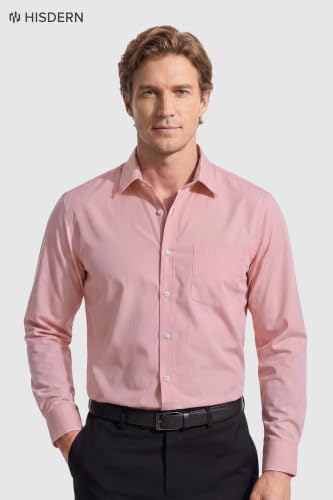 Image of HISDERN Mens Dress Shirts Long Sleeve Button Down Casual Shirts for Men Inner Contrast Formal Business Tuxedo Wedding Shirt
