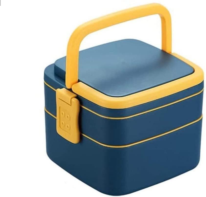 Hirva Airtight Lunch Box Set | 2 Compartment Tiffin with Handle & Push Lock | Plastic Tiffin Box for Travelling, School Kids & Office Exclusive (Blue) Set of 2
