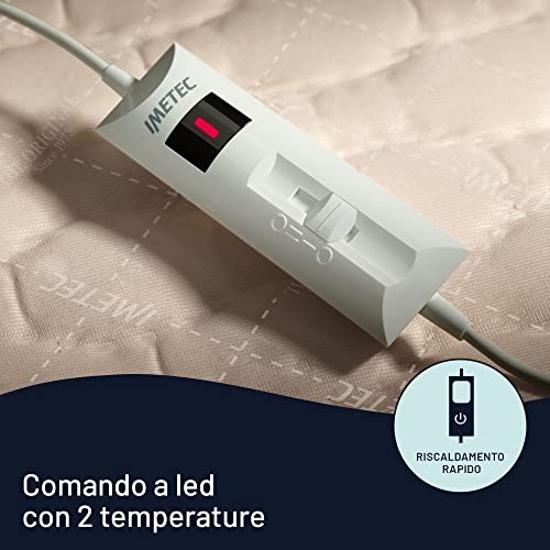 Imetec Scaldasonno Singolo, 150 x 80 cm, Comando 2 Temperature, Tessuto Trapuntato, Lavabile a Mano e in Lavatrice a 30°C, Made in Italy - Immagine 2