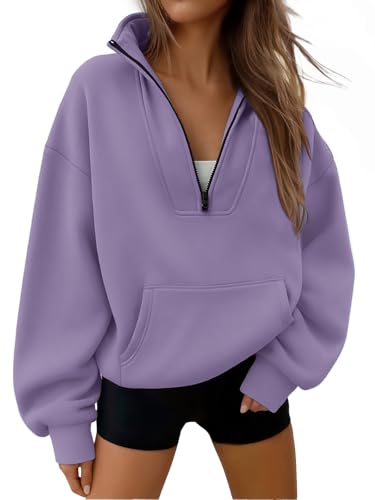 Trendy Queen Womens Sweatshirts Quarter Half Zip Pullover Oversized Hoodies Fall Fashion 2025 Winter Fleece Jackets Sweaters