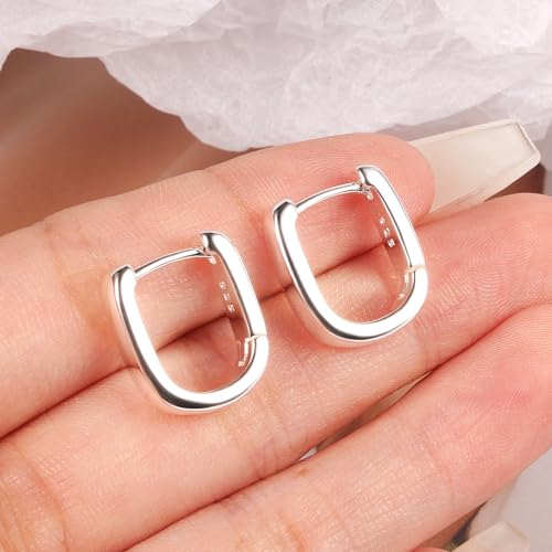 925 Sterling Silver Earrings Small Chunky Silver Earrings for Women Trendy Small Hoop Earrings Silver Hypoallergenic Earrings Small Thick Huggie Hoops Earrings