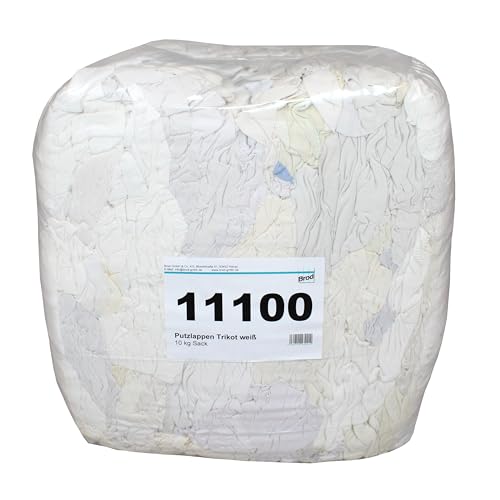 Baumwoll-Putzlappen weiß | Poliertrikot | Industrieputzlappen | Öllappen | 10 kg Sack | besonders saugfähig | gewaschen | Werkstatt = Polieren und Entfetten von Gegenständen