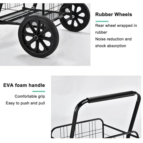 Carrello pieghevole resistente con telaio rinforzato per generi alimentari e mercati