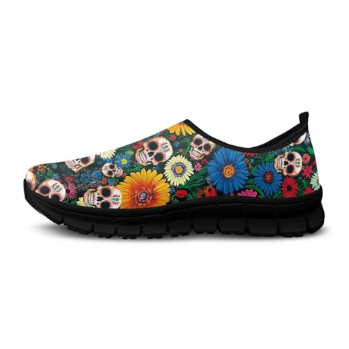 Classic Skull Print Men Low Slip On Shoes Women Breathable Unisex Loafers Shoes Non-Slip Gym Work Sneakers Comfort Travel Walking Shoes2