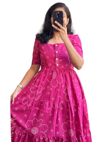 Image of Women's Floral Printed Rayon Midi Dress, Short Sleeve
