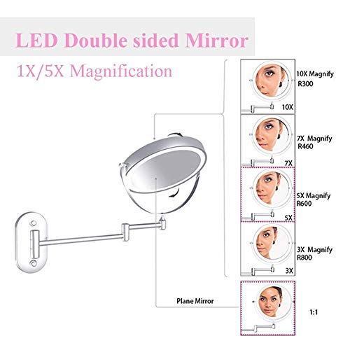 Miroir tactile grossissant 5X à LED avec rotation à 360° - 6