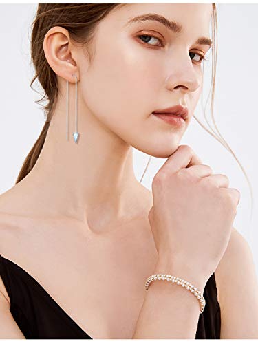 Threader Earrings Sterling Silver Created Opal Dangle Drop Long Chain Earring For Women Thread Earrings #TOP1