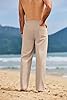 COOFANDY Herren Leinenhose mit Kordelzug Leicht Sommerhose Freizeithose Einfarbig Hose Lang für Männer Strandhose Urlaub Alltag #3