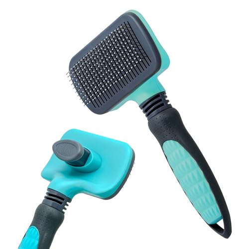 YOKOPET Hundebürste Katzenbürste, Haustier Bürsten Unterwolle, Selbstreinigende Zupfbürste für Langhaar und Kurzhaar, Sauberes Haustierhaar von der Bürste mit Einem Knopf