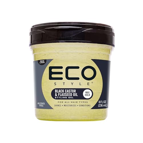 Eco Style Black Castor and Flaxseed Oil Styling Gel - Helps Nourish and Repair Damaged Hair -...