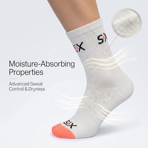 Image of SNIX Sportswear Athletic Ankle Socks, Men, White with Colour Accent, Cotton Blend