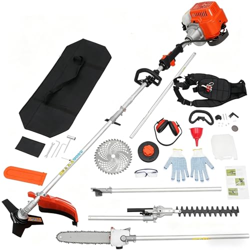 YIYIBYUS 5 in 1 Weed Wacker Eater 52CC 2-Cycle Gas Powered, String Trimmer/Edger, Lawn Mower Hedge Trimmer with Goggles & Gloves