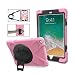 iPad 9.7 Case, TSQ iPad 6th 5th Generation Case Cover For Kids Girls, Three Layer Hybrid Silicon Defender Bumper Dropproof Car Case With 360 Rotation Stand,Handle Hand Strap & Neck Shoulder Strap Pink
