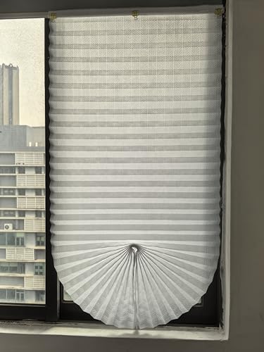 5 Size Self-Adhesive Pleated Blinds Bathroom Balcony Shades Half Blackout Windows Curtains for Bedroom Living Room Balcony (White, 90x180cm (35x70inch))