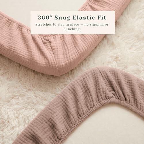 Image of 3 Pack Muslin Bassinet Fitted Sheets for Bedside Sleepers | Soft Cotton Baby Sheet Set Compatible with Baby Delight for Boys and Girls, Dream On Me, AMKE and Other Rectangle Mattresses